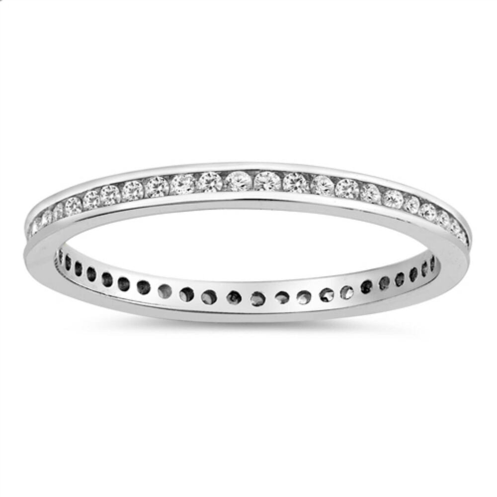 Sterling Silver Clear Crystal Eternity Toe Ring | .925 April Birthstone Band